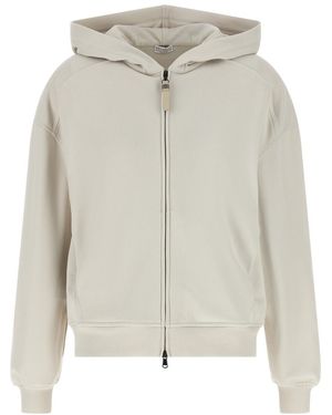Brunello Cucinelli Solid Hood Sweatshirt - White