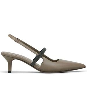 パンプス Brunello Cucinelli 'City Glistening Abstract Embroidery' Abstract Embroidery flats for Woman in Chocolate | Brunello