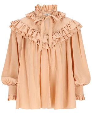 Chloé Sand Oversized Ruffle Top - Natural