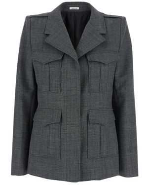 McQueen Notched Lapel Blazer - Black