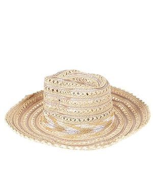 Exquisite J Raffia Wide-Brim Sun Hat - Natural