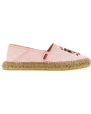 KENZO Canvas Embroidered Espadrille Flats - Pink