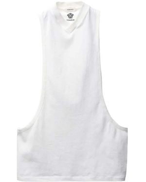 Versace V-Neck Ribbed Tank Top - White