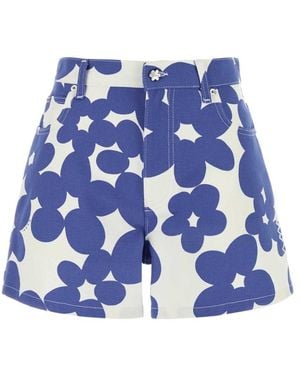 Marni Printed Denim Shorts - Blue