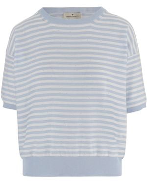 Bruno Manetti Stripes Crew Neck Sweater - Blue