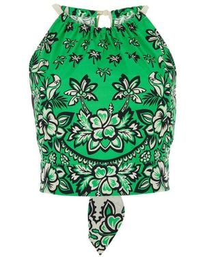 RED Valentino Printed Poplin Top - Green
