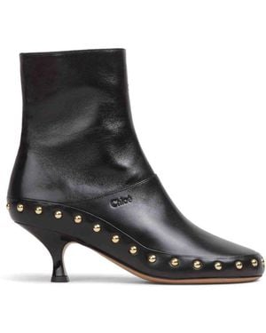 Chloé Studded Leather Ankle Boots - Black
