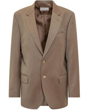 ARMARIUM Solid Notched Lapel Blazer - Brown
