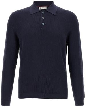 Brunello Cucinelli Crochet Polo Shirt - Blue
