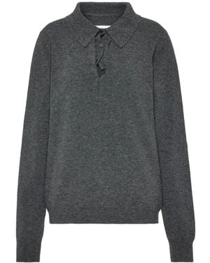 Maison Margiela Solid Shirt Collar Sweater - Gray