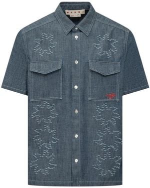 Marni Regular Embroidered Shirt - Blue