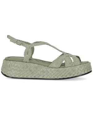 LA ROSE Leather Sandals - Green