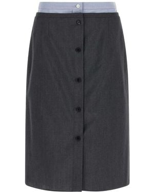 Prada Solid Midi Skirt - Gray