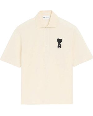 Ami Paris Shirt Collar Polos - White