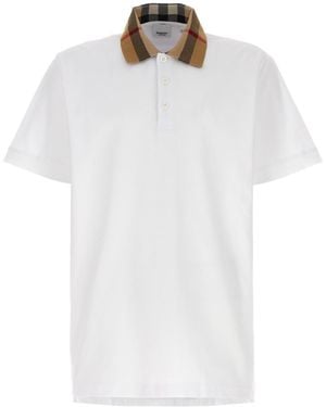 Burberry Check Print Polo - White