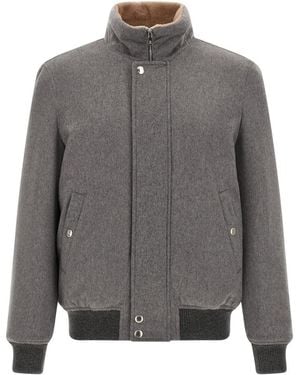 Brunello Cucinelli Solid Wool Jacket - Gray