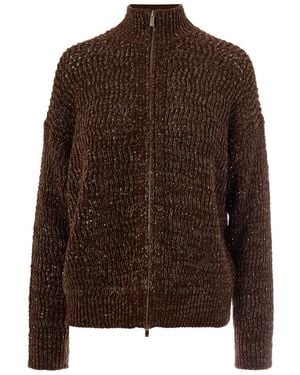 Max Mara Knitted Mock Collar Cardigan - Brown