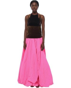 Valentino Color Block Halter Neck Maxi Dress - Pink