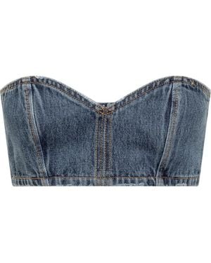 Monot Solid Strapless Top - Blue