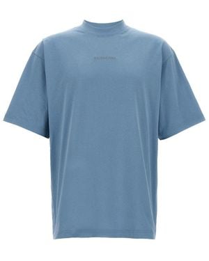 Balenciaga Crewneck Logo T-Shirt - Blue
