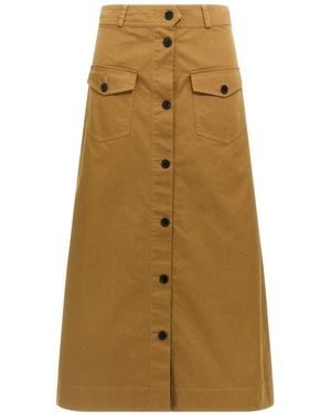 Saint Laurent Midi Skirt - Natural