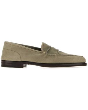 John Lobb Nubuck Bath Loafers With Rubber Sole - Green
