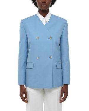 Loulou de Saison Solid V Neck Blazer - Blue