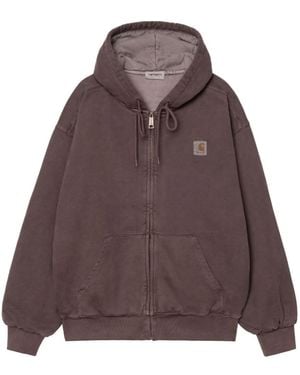 Carhartt Logo Zip Up Hoodie - Brown