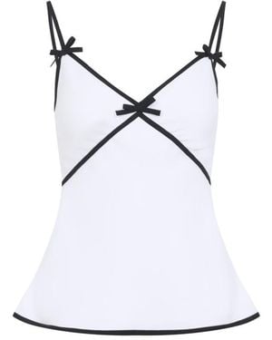 Moschino Solid V Neck Top - White