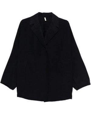 Boboutic Solid Notched Lapel Blazer - Black