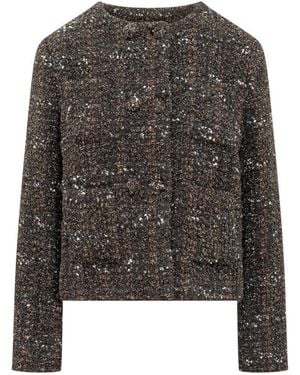 Fabiana Filippi Textured Crew Neck Jacket - Grey