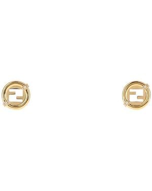 Fendi Golden Logo Stud Earrings - Metallic