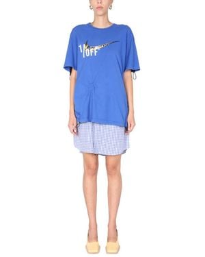 1/OFF Graphic Crew Neck Dress - Blue