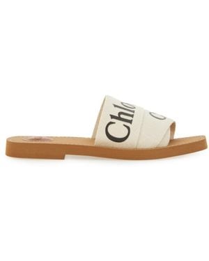 Chloé Logo Flats - White