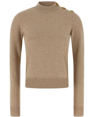 Balmain Eco-Wool Button Sweater - Natural