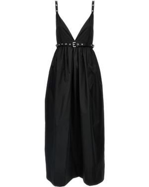 Ganni Belted Duchesse Midi Dress - Black