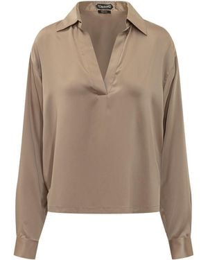Tom Ford Solid Shirt Collar Polo - Natural