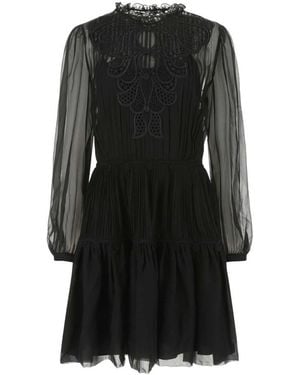 Alberta Ferretti Chiffon Mini Dress - Black