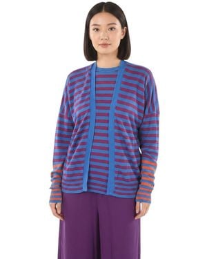 Woolrich Linen Striped Open-Front Cardigan - Blue