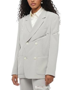 Undercover Solid Notched Lapel Blazer - Grey