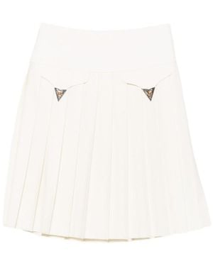Versace Ivory Pleated Above Knee Skirt - White