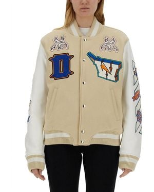 Off-White c/o Virgil Abloh Graphic Mandarin Collar Jacket - Natural