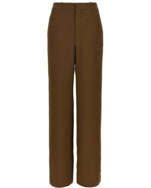 Saint Laurent 'Medaglioni' Twill Pants - Brown