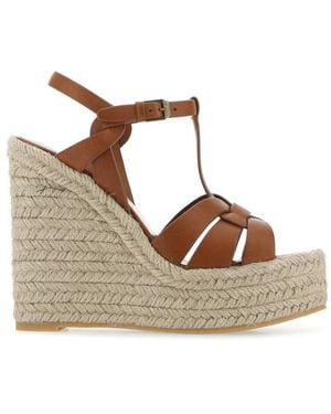 Saint Laurent Tribute Wedges - Brown