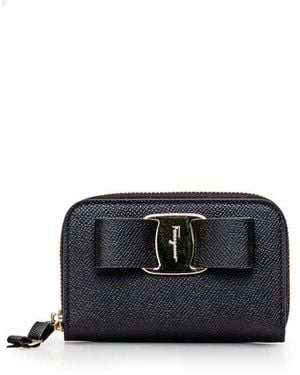 Ferragamo Textured Logo Wallet - Black