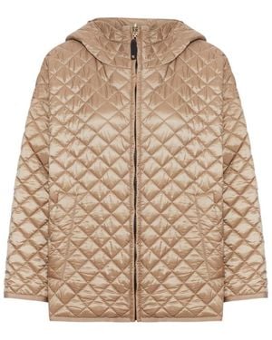 Max Mara Quilted Hooded Jacket - Natural