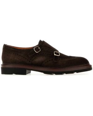 Santoni Dark Suede Dress Shoes - Black