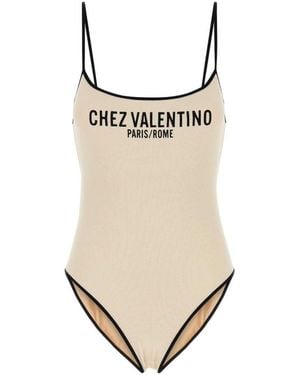 Valentino Garavani Cream Lycra Swimsuit - Natural