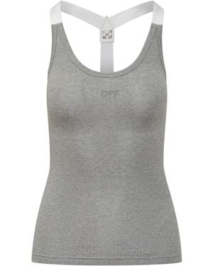 Off-White c/o Virgil Abloh Logo Scoop Neck Top - Gray