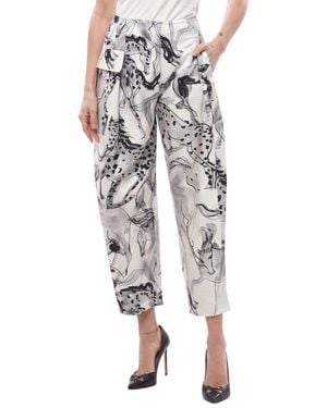 Stella McCartney Blackwhite Straight Pleated Trousers - Grey